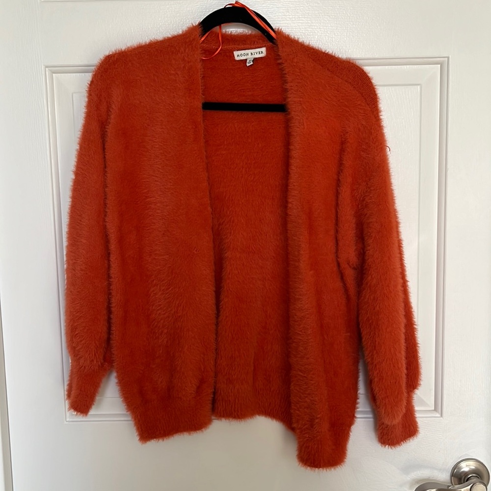 Orange Sweater Jacket with cute button details Size XS